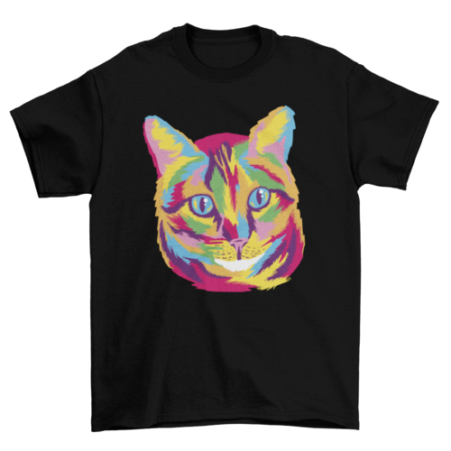 Colorful cat animal face t-shirt